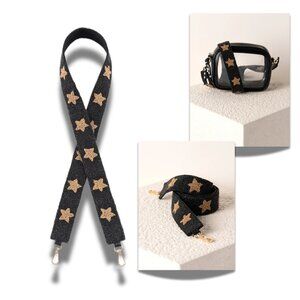 NEW Black & Gold Star Beaded Strap Crossbody Bag Purse Strap